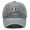 Бейсболка Снэпбэк с принтом Кофе и Собаки, Спортивная шляпа с животным, Солнцезащитный козырек, Модная бейсболка с изогнутым козырьком, Удобная регулируемая солнцезащитная шляпа