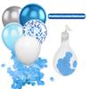 Воздушный шар сине-белого цвета, 30 штук, воздушные шары, сине-белые латексные шары, украшение на день рождения, синие шары с конфетти, металлизированные серебристые шары с синим гелием