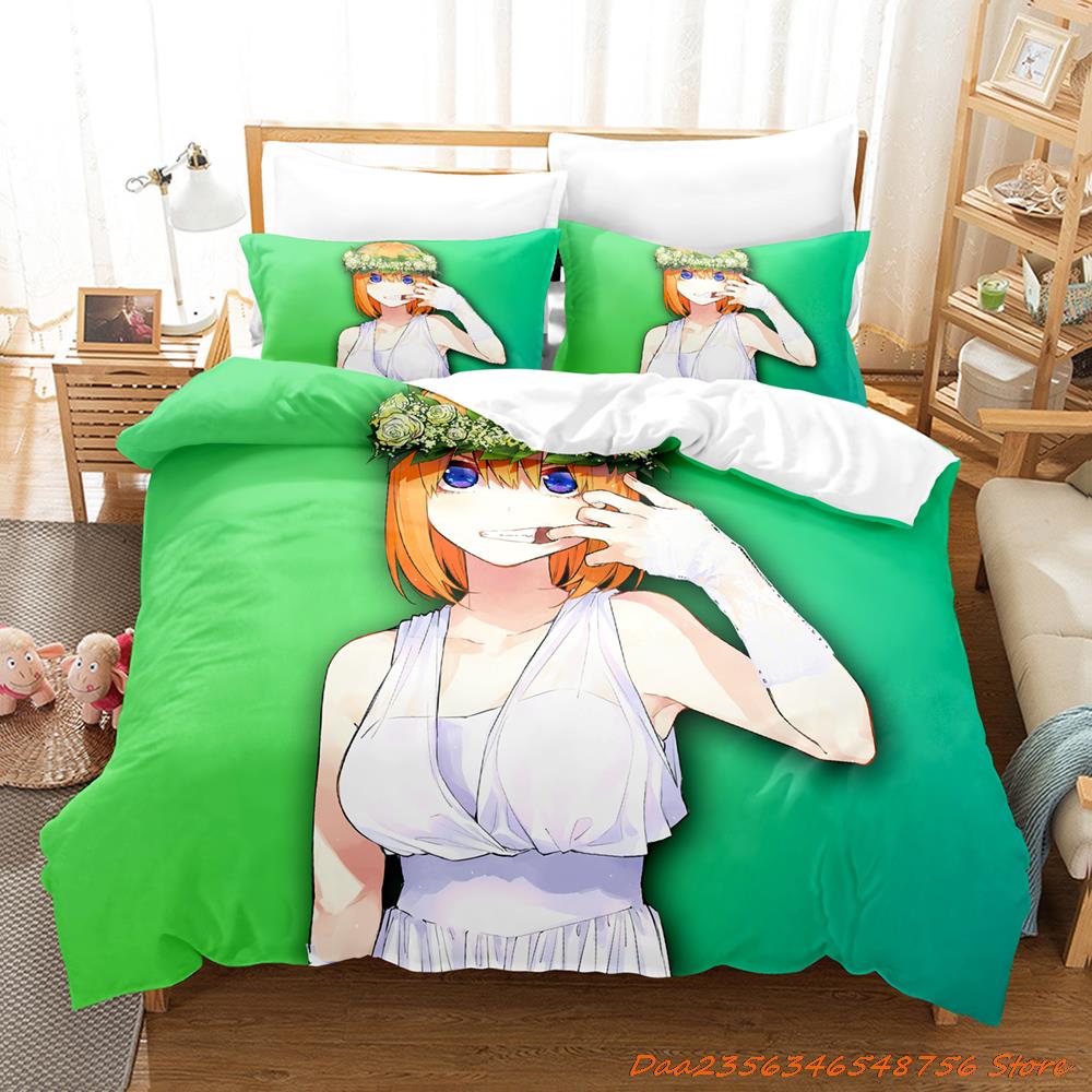 Новый комплект постельного белья Quintessential Quintuplets из трех предметов с рисунком из мультфильма «Аниме» для взрослых и детей, пододеяльник, наборы для спальни, cama de casa