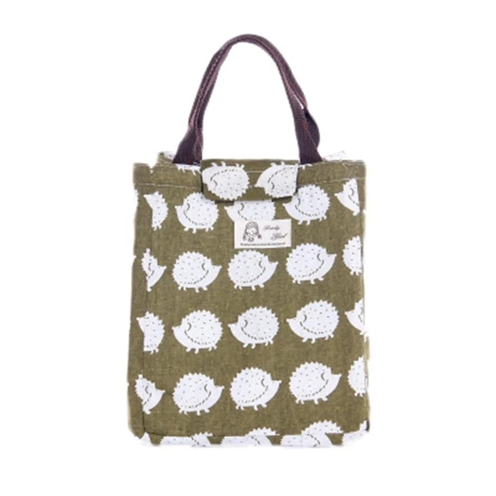 Новая сумка для ланча, мультяшный функциональный узор, сумка-холодильник для ланч-бокса, портативная изолированная холщовая сумка для ланча, термосумки для еды для пикника