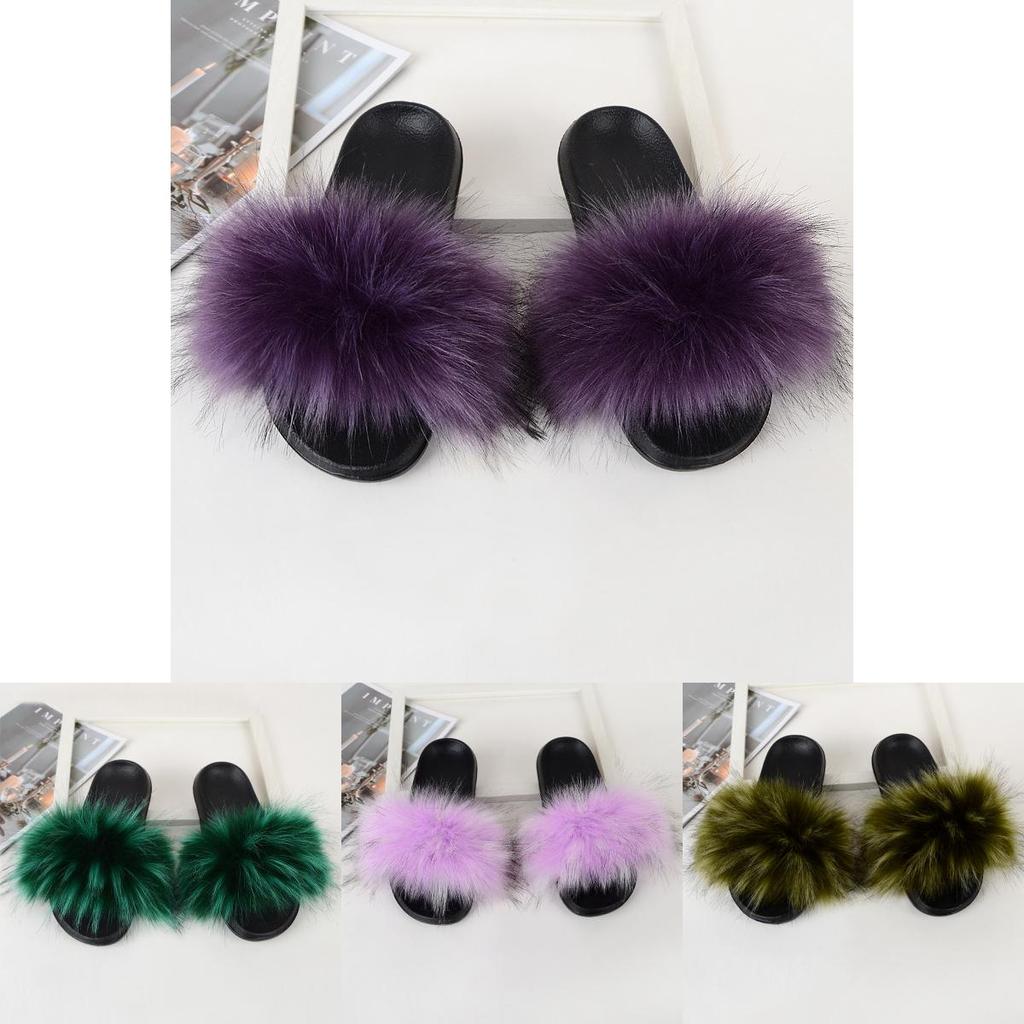 Cozy Girls Home Outdoor Slides With Soft Fur Decoration And Furry Design