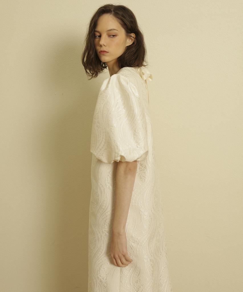 Tina Blossom Quilted Ivory Dress