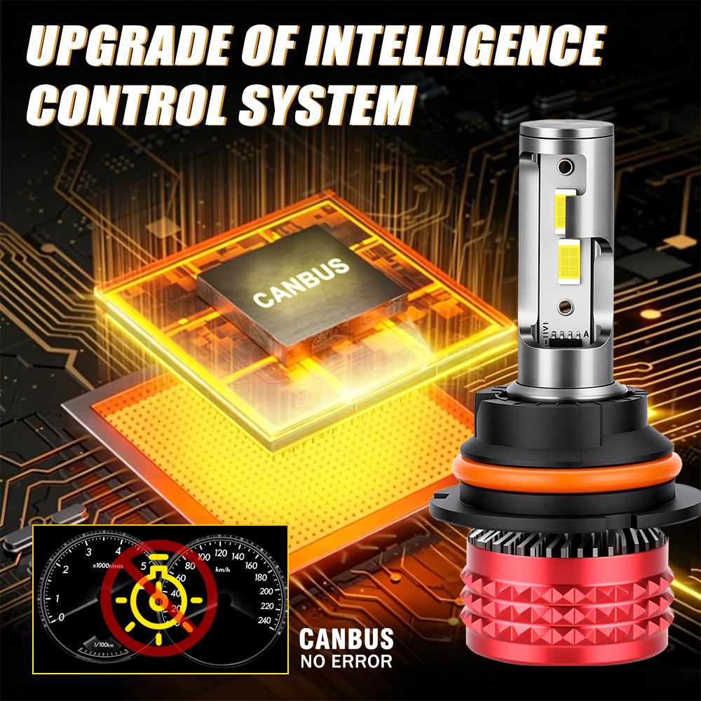 9007 Светодиодные фары Супер яркие CANBUS Лампа 1:1 Мини-прожекторные огни для автомобиля с турбовентилятором Автомобильные лампочки 6000K