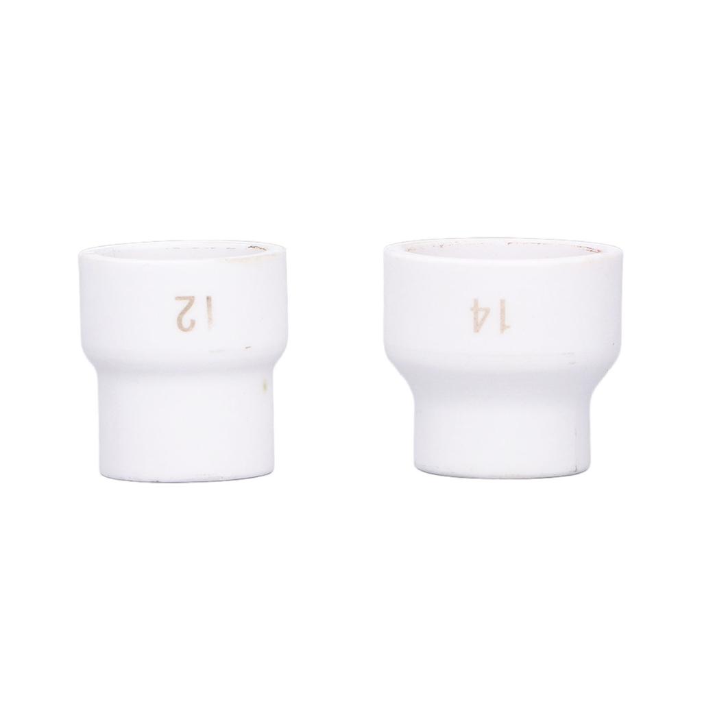 2Pcs TIG Welding Cup 12#/14# Ceramic Nozzle Accessory Set Kit for WP9/17/18/20/25/26(White )