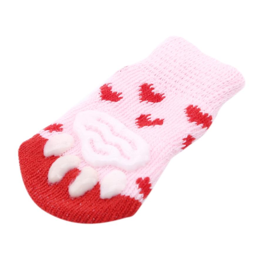 Домашние тапочки с силиконовым принтом кошачьих лап, носки для собак, вязаные носки, защита лап