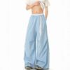 Светло-голубой комбинезон с высокой талией женский летний новый ленивый ветер широкие брюки свободные повседневные спортивные парашютисты