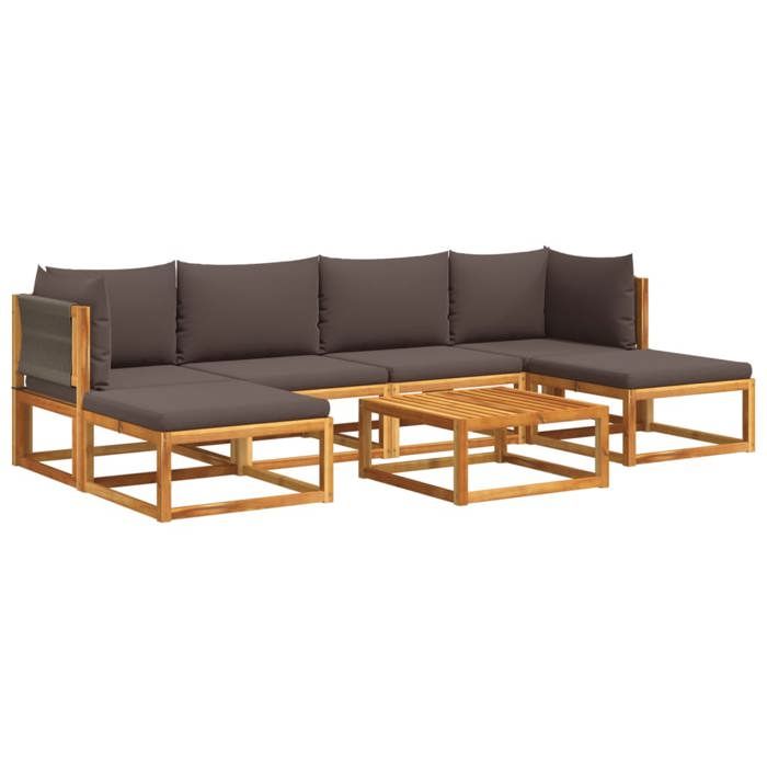 VidaXL 7-piece Garden Sofa Set with Cushions, Acacia Wood and Rope, 3278839