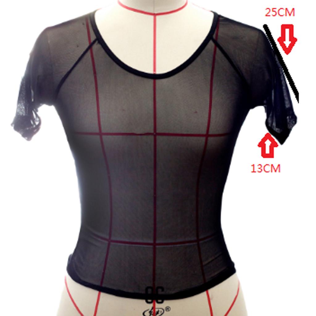 Sexy Womens Sheer Mesh See Through Short Sleeve Crop Tops Casual T Shirt