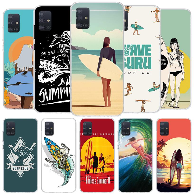 Surf Board Aesthetic Cover Phone Case For Samsung Galaxy A12 A22 A32 A52 A72 A02S Phone Case Note 20 Ultra 10 S10 Plus A51 A71 A