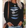 2025 Autumn & Winter Women's New Casual Crew Neck Long Sleeve Top 3D Feather Pattern