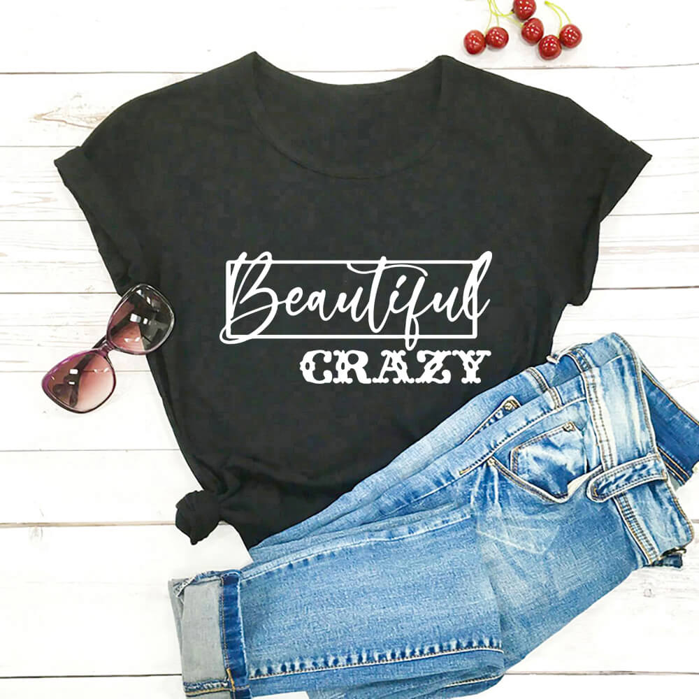 Beautiful Crazy Print Women Tshirt Women's Funny Summer Casual Short Sleeve Top Girls Weekend Shirt