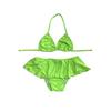Зеленый купальник для девочки со шнуровкой на бретелях и оборками Комплект бикини
