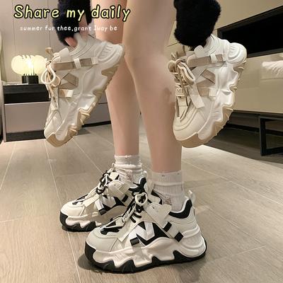 Новые женские туфли Черные папины массивные кроссовки повседневные вулканизированные туфли женские кроссовки на высокой платформе со шнуровкой белые кроссовки женские 2024