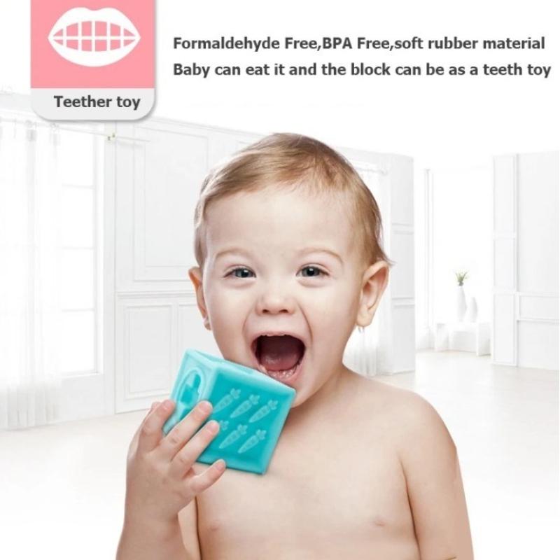 Блоки Игрушка Мягкие Кубики для Детей Игрушка для Сжимания Детские Мягкие Резиновые Строительные Блоки Рельефная Укладка Образовательные Игрушки-Пазлы
