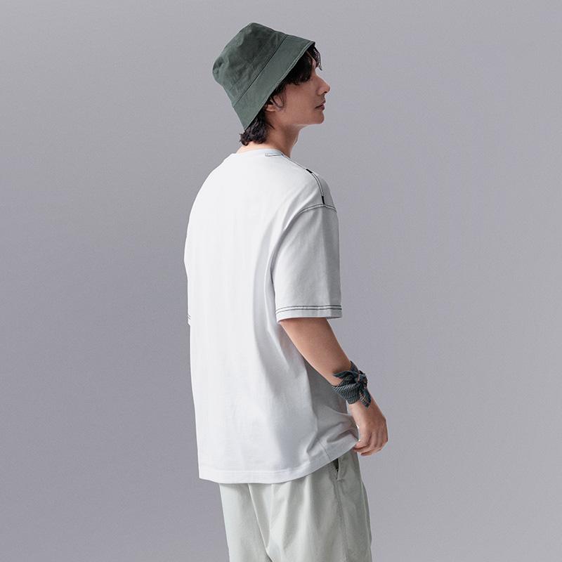 Li Ning CF Playful Attitude Letter Print Sports Knit Cube Neck Short Sleeve T Shirt Men Tops Standard-White ATSU613-2