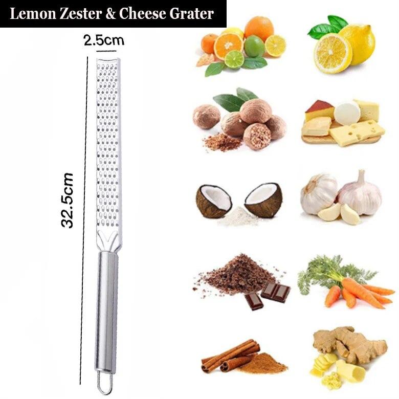 12 Inch Lemon Zester Stainless Steel Cheese Grater Slicer Rectangle Chocolate Lemon Zester with Non-Slip Handle Kitchen Gadgets