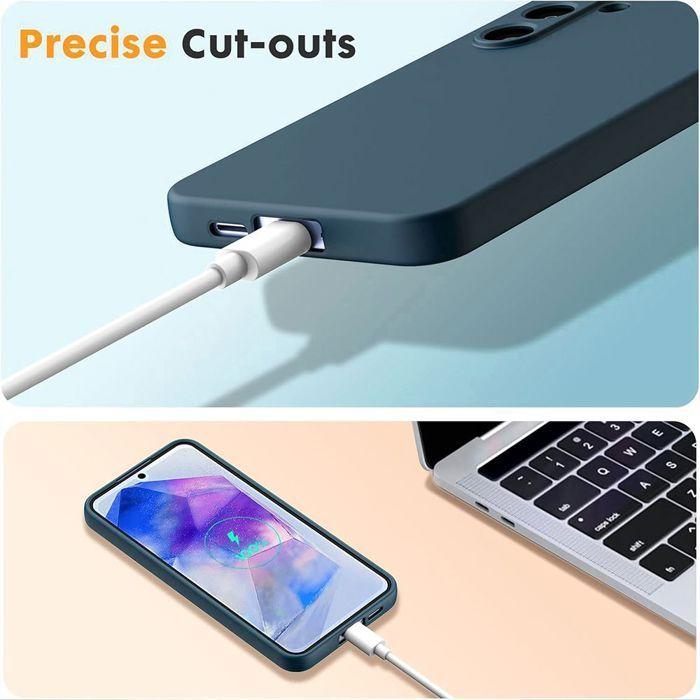 Coque de protection - BOOLING - pour Samsung Galaxy A56 5G - Silicone - Antichoc - Bleu - avec 2 Verres Trempés