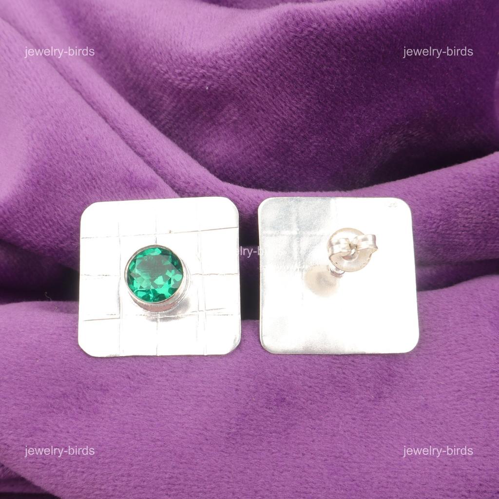 Mothers Day Sale Green Emerald Gemstone Sterling Silver Drop Earrings Jewelry EE-146-18