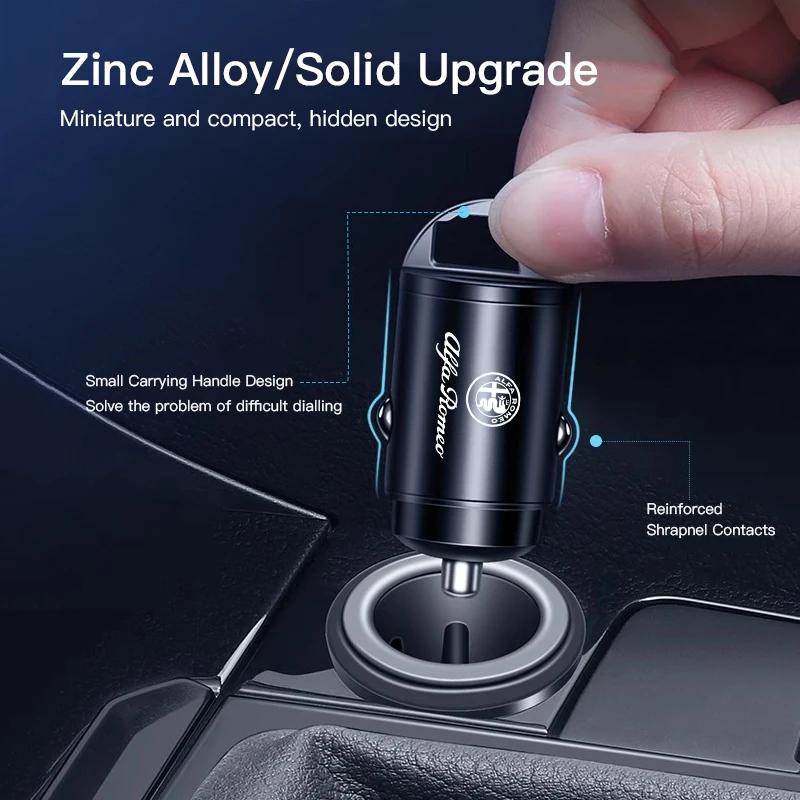 Hub Caps Car Quick Charger Type-C USB Port Cigarette Converter Plug For Alfa Romeo 156 159 147 4C 8C 166 Giulia Giulietta StelvNV6