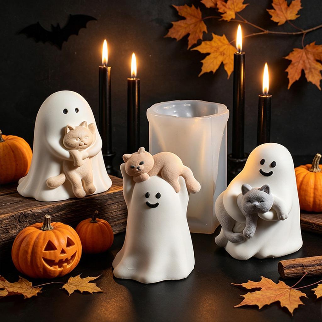 Gypsum Mold Handmade Ghost Mold Plaster Figurine Mold Translucent White For Handcraft Teaching Desktop Decorative Candles Home