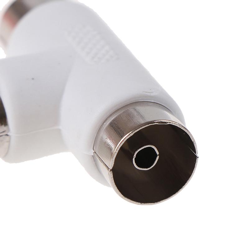 2Pc 2 Way Tv T Splitter Aerial Coaxial Cable Male To 2 Female Connectors Adapter