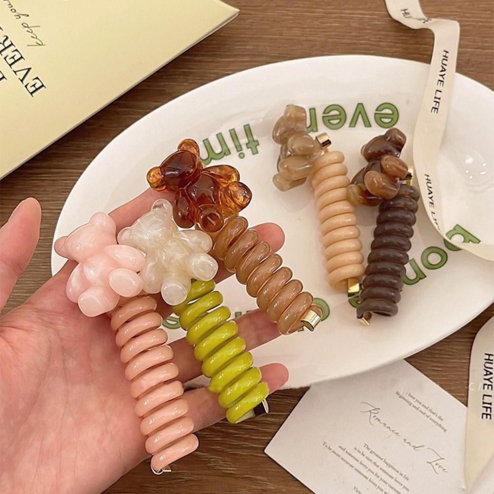 Little Bear Hair Ring Cute Telephone Cord Hair Ring High Quality Hair Rope  For Girl