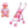 Baby Doll with Cart Set Baby Doll Stroller Toy Pretend Play Toy Set for Kids