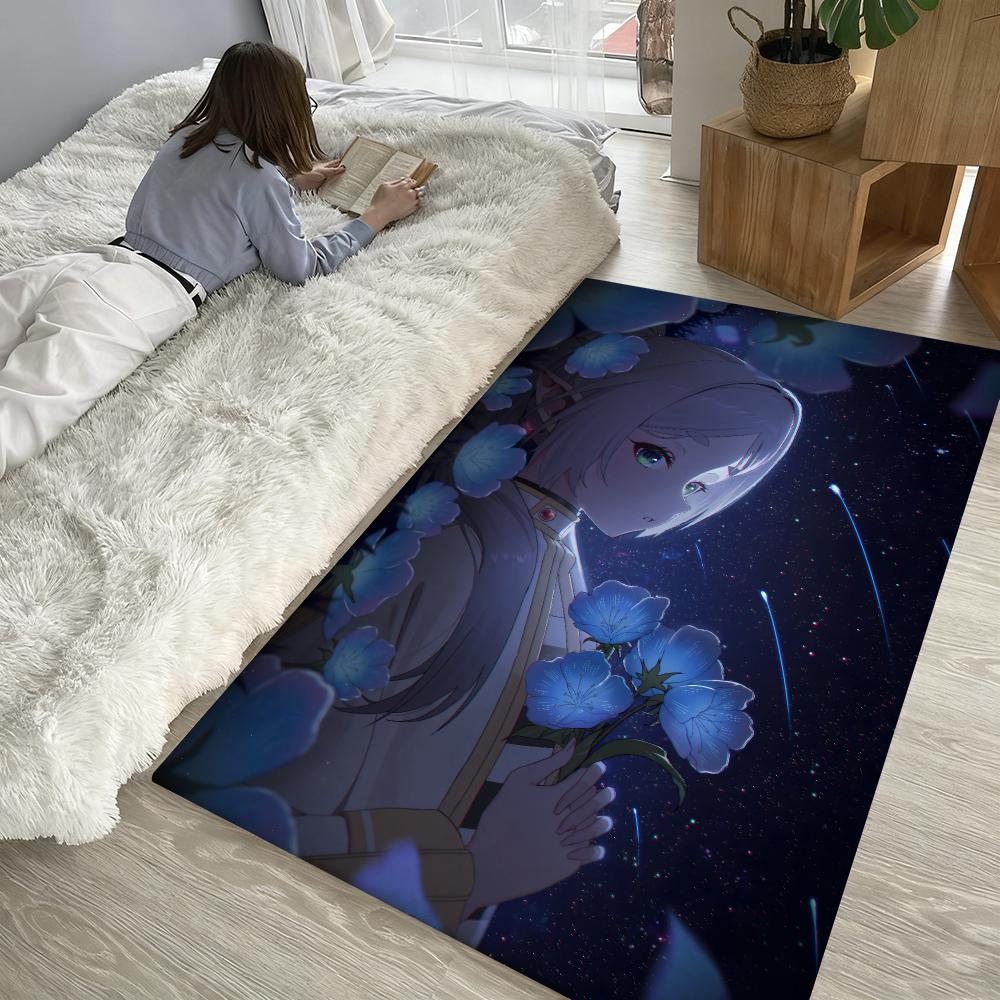 Frieren-Beyond-Journey’s-Ends Anime Floor Mat Soft Thickened Absorbent Non-Slip Bedroom Living Room Door Mat Home Flannel Rugs