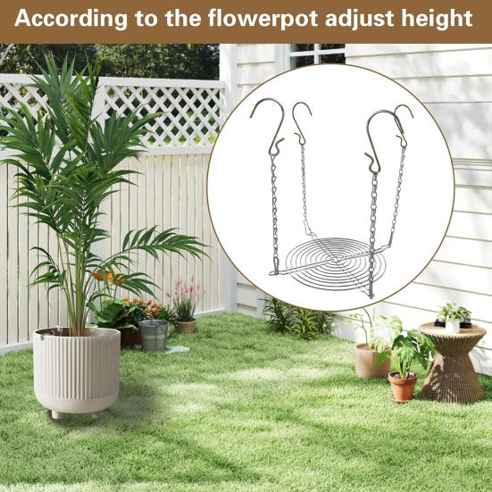 Adjustable Planter Insert for Tall Large Pots 310.3" Pot Riser with Chains And Hooks Stainless Steel Hanging Pot Filler for Indoor Outdoor Wedding