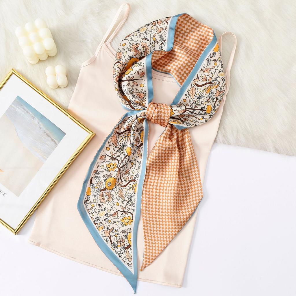 New Simulation Silk Long Scarf Fashionable Versatile Suit Double-Layer Scarf Decorative Bag Wrapped With Professional Scarf For Women