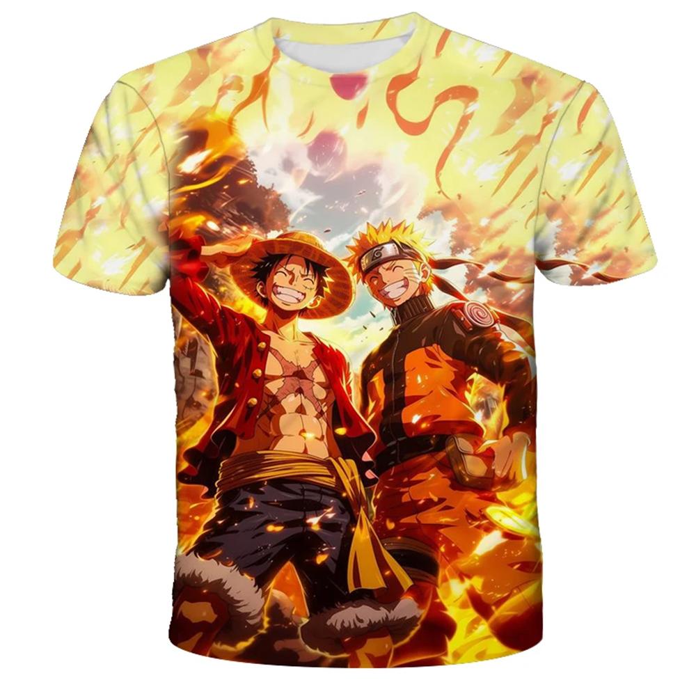Аниме One Piece Луффи Свободная футболка с коротким рукавом Мужская Повседневная