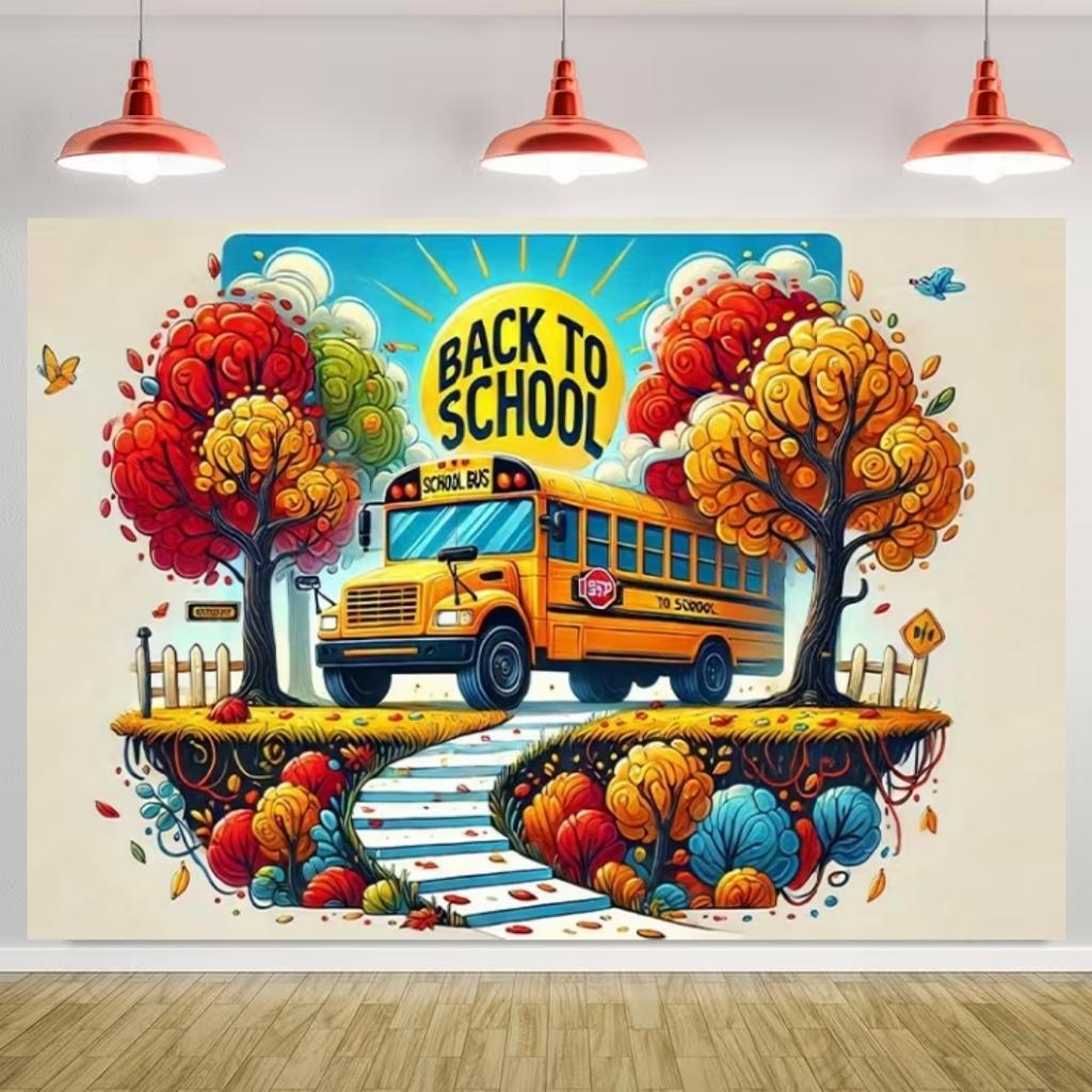 Welcome Back To School Backdrop Blackboard Chalk Figure Scene Children Graduation Party Decoration Background Photography Props
