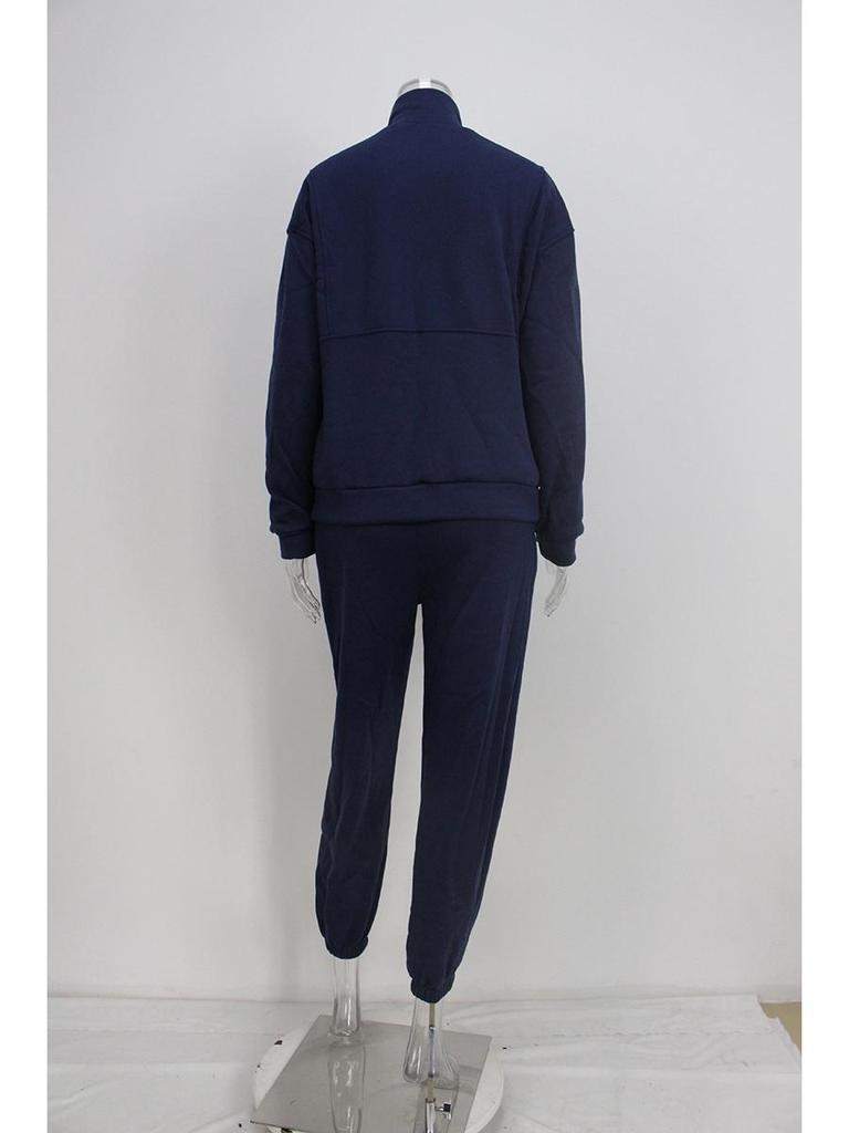 2025 Spring European & American Women's Two-Piece Fleece Sweatshirt Sporty Streetwear Set