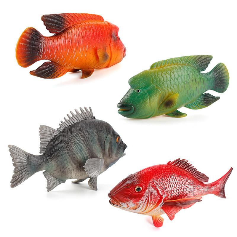 Реалистичный набор моделей тропических морских животных с группой Красных Шелковых Рыб и декором из Снеппера