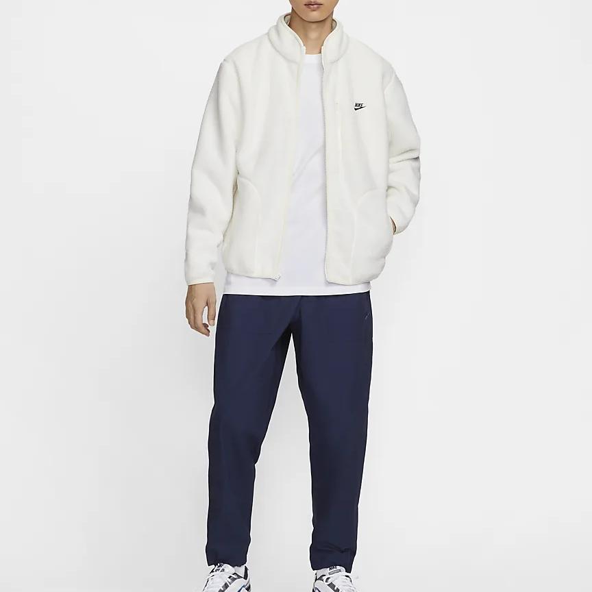 Nike Клубная повседневная модная простая флисовая куртка на молнии с длинным рукавом Мужские куртки Sail-White Black FZ0889-133