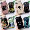 Black Cat Cartoon Cute Case For Realme C55 C33 C31 C35 C30 C11 C15 C25s C21Y GT Neo 5 3T 2T 8 9 10 11 Pro Plus