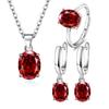 Love Zircon Ear Buckle Women's Ring Heart Pendant Necklace Three-piece Set