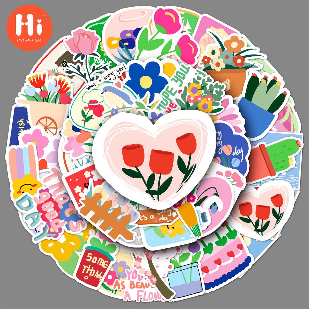 50 раскрашенных вручную мультфильмов с цветочными граффити, оригинальные чехлы для телефонов Guka, креативные DIY, наклейки на чемодан, водонепроницаемые