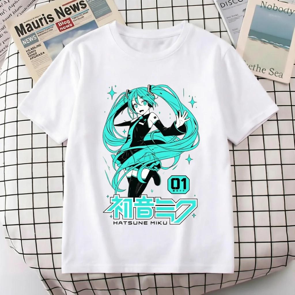 New 2026 Japanese Hatsune Miku Anime Printed Cotton Retro Distressed ShortSleeved Unisex TShirt Vintage Men Women Kids