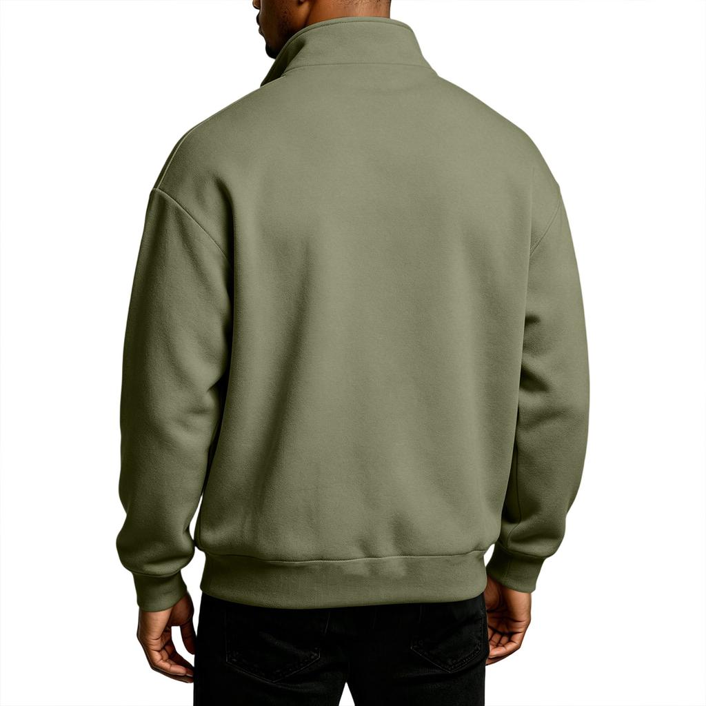 Men's Casual Quarter-Zip Stand Collar Sweatshirt