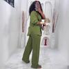 European and American new women's clothing solid color sexy tube top cardigan shirt African casual wide-leg trousers fashionable large-size suit
