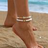 2Pcs Bohemian Alloy Shell Starfish Anklet Ankle Chain Set For Women Stackable Bracelet Barefoot Beach Foot Bridal Jewelry