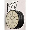 Vintage Clock Iron Handcrafted Double Side Analog Clock (Black, Two Side Roman Numbers, 12 X 12 Inches)
