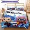 3pcs Bubble guppies Design Cover Set - HD Printed Bedding with 1 Cover and 2 Pillowcases - Perfect for Home and Dorm Decor