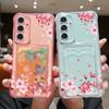 Для Samsung S25 Ultra S24 FE S23 S22 A56 A36 A16 A55 чехол с рисунком сакуры и цветочным узором мягкий силиконовый чехол для карты противоударный прозрачный тонкий чехол для телефона