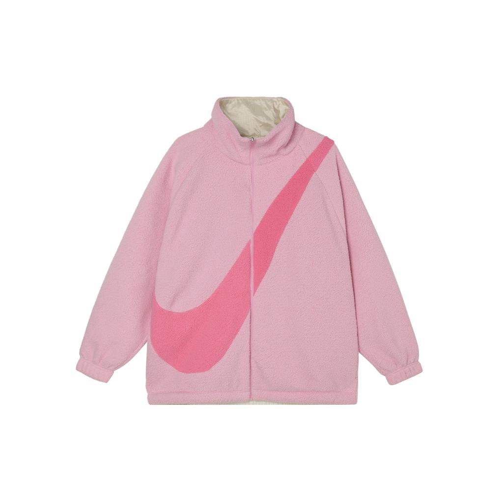 Nike Reversible Faux Shearling Warm Stand Collar Jacket Women Jackets Pink FV8443-662
