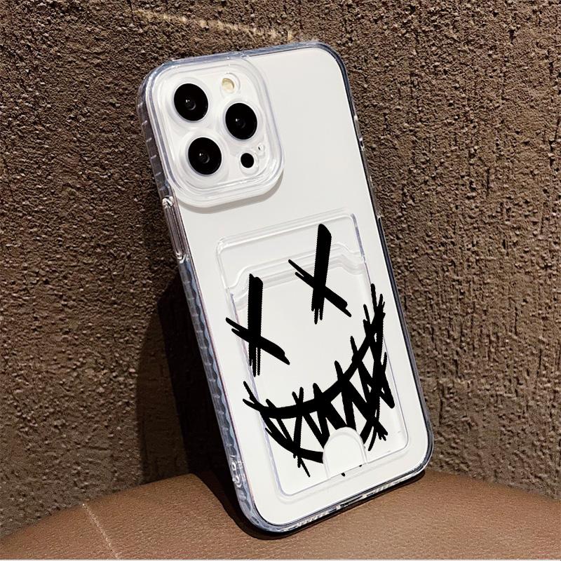 Card Slot Holder Silicone Wallet Pocket Case For iPhone 14 16 15 Max Infinix Note 30 Xiaomi 11T 13T 14T Samsung S23 S24 S25 Cover Clear Phone Bumper