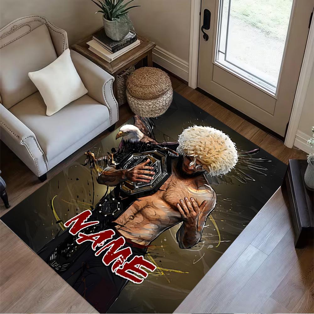 Eagle Warrior's Strength Personalized Text Area Rug Perfect for Game Room Bedrooms Dining Room Entryway Anti-slip Rug Anime Office Decor