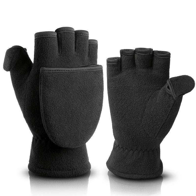 Зимние теплые перчатки Флисовые двойные утолщенные морозостойкие перчатки Студенческие для езды на электровелосипеде Велосипедные флисовые перчатки