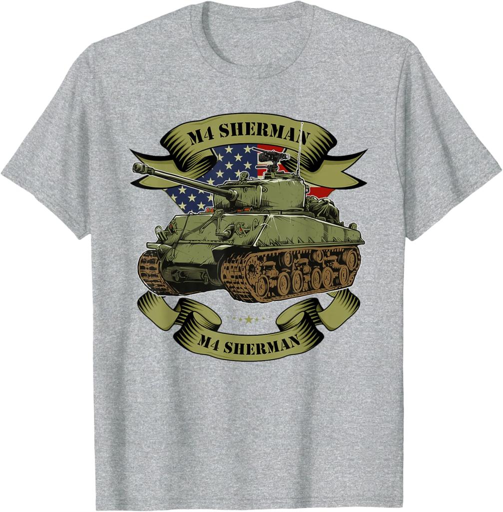 WWII US Army M4 Sherman Tank TShirt 100 Cotton ONeck Short Sleeve Summer Casual Mens Tshirt Streetwear
